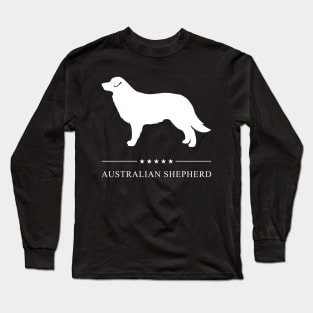 Australian Shepherd Dog White Silhouette Long Sleeve T-Shirt